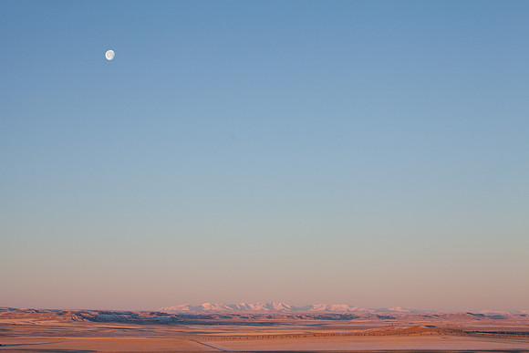 Moon setting near the Crazy Mountains