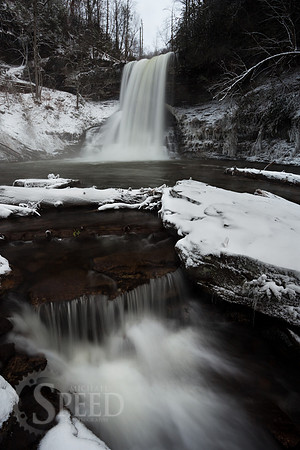 A winter image of the Cascades waterfall near Pembroke, VA.