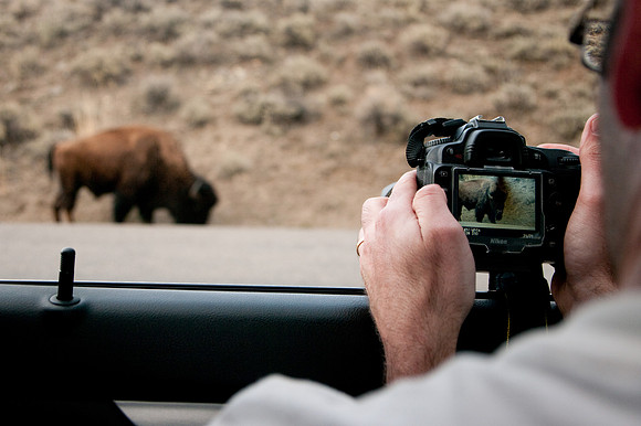 Shooting from a car.