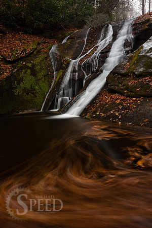 Widows Creek Falls, a waterfall in Stone Mountain State Park, Carolina.
