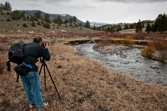 Photographer in Yellowstone back country