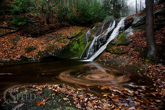 Widows Creek Falls, a waterfall in Stone Mountain State Park, Carolina.