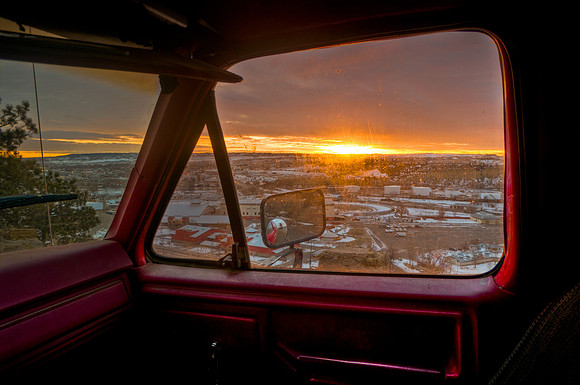 Black Otter trail through Ford Bronco passenger window