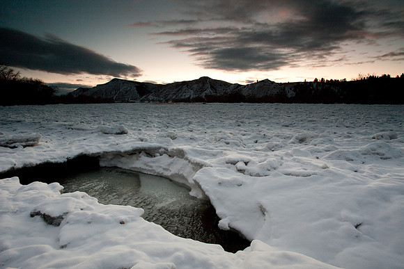 Ice on the Yellowstone River at Riverfront Park - Billings MT