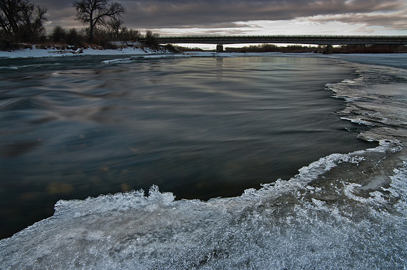 Sunrise over Yellowstone River and South Hills of Billings, MT