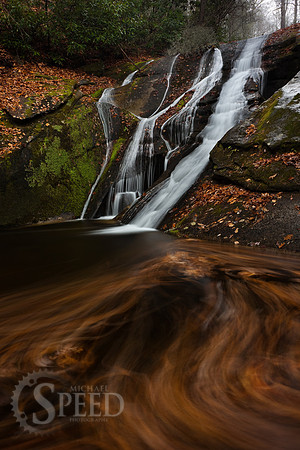 Widows Creek Falls, a waterfall in Stone Mountain State Park, Carolina.