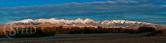 Early Morning Light on the Crazy Mountains - Panorama.