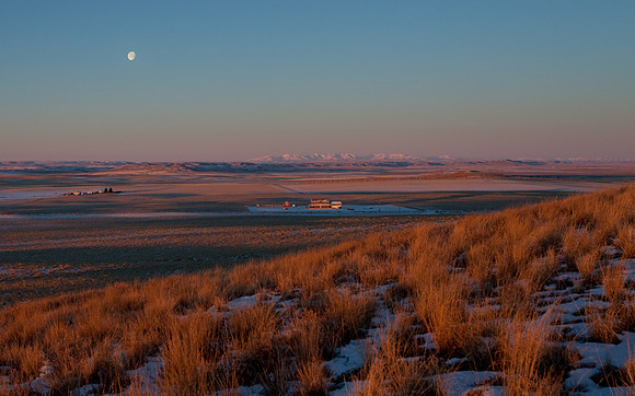 The Moon sets over the Crazy Mountains
