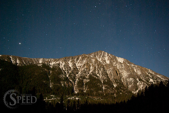 Stars over big timber peak.